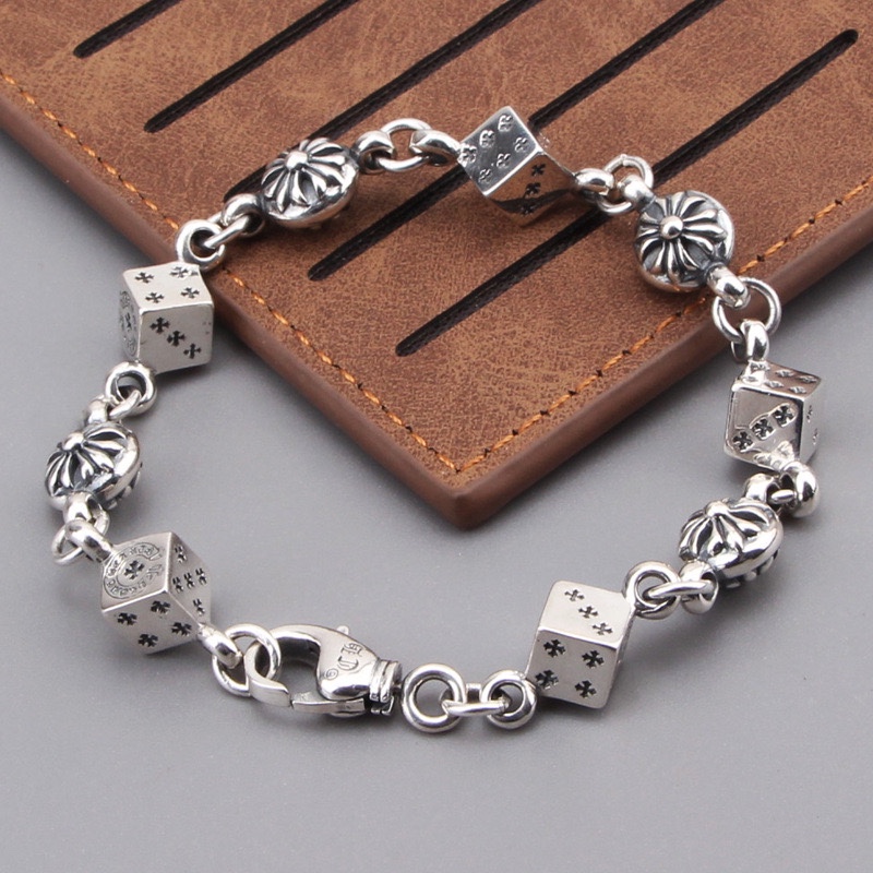 NO:922251,Dice cross stitching bracelet hip-hop cool style niche men and women sweet and cool personality pure silver bracelet for men and women, jewelry boutique, bracelet, pure silver19860909骰子十字架拼接手链嘻哈冷淡风个性小众男女甜酷个性纯银手链男女,饰品精品,bracelet,pure silver,Jewelry