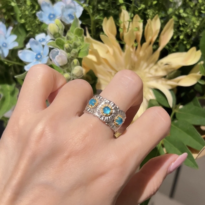 NO:104699,TikTok same sapphire daisy retro inlaid with age-sense open ring, high-quality versatile light luxury ring, jewelry boutique, ring19860909抖音同款蓝宝石雏菊复古镶嵌年代感开口戒指 高品质百搭轻奢指环,饰品精品,ring,Jewelry