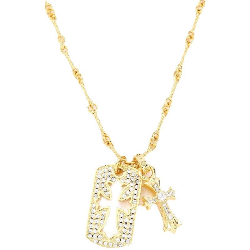 潮轩クールなクロスデザインの高品質ネックレス