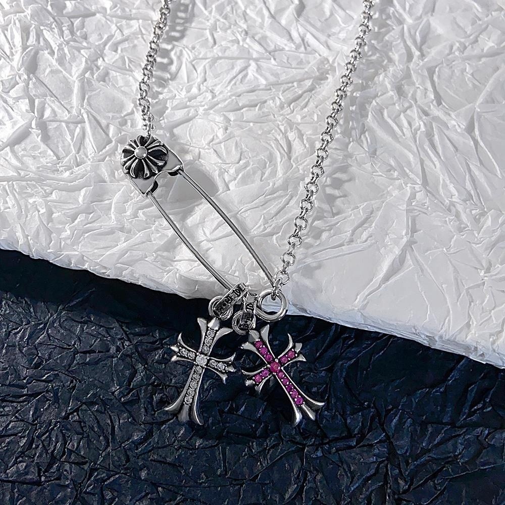 NO:112313,Chaoxuan Crowxin LISA same cross pin necklace for men and women paperclip hip-hop punk collarbone chain necklace, jewelry boutique, chrome hearts, necklace19860909潮轩克罗心LISA同款十字架别针项链男女回形针嘻哈朋克锁骨链颈链,饰品精品,chrome hearts,necklace,Jewelry