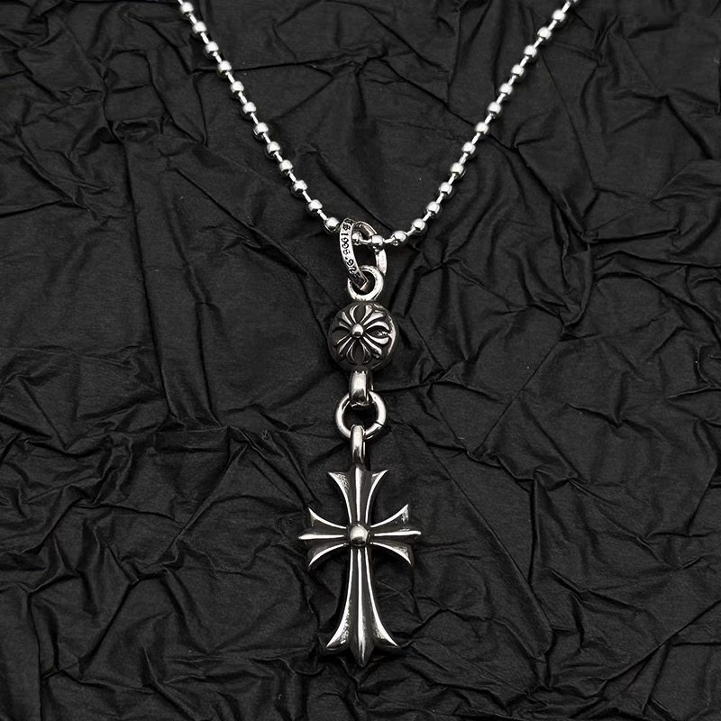 NO:105278,Cross flower single ball ring cross necklace men and women retro old Croxin style niche hip-hop sweater chain, jewelry boutique, chrome hearts, sweaters, necklace19860909十字花单球圆环十字架项链男女复古做旧克罗心风格小众嘻哈毛衣链,饰品精品,chrome hearts,sweaters,necklace,Jewelry