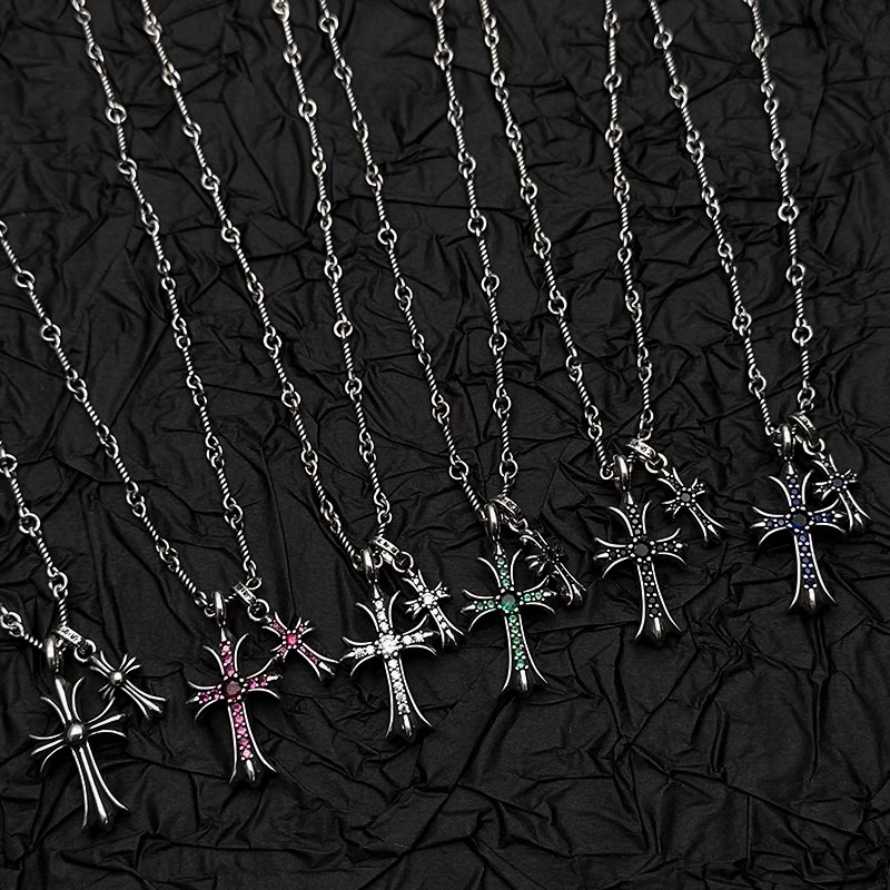 NO:105284,Retro cross necklace for men and women, old Croxin style double pendant niche hip-hop trendy cool long sweater chain, jewelry boutique, chrome hearts, sweaters, necklace19860909复古十字架项链男女做旧克罗心风格双吊坠小众嘻哈潮酷长款毛衣链,饰品精品,chrome hearts,sweaters,necklace,Jewelry