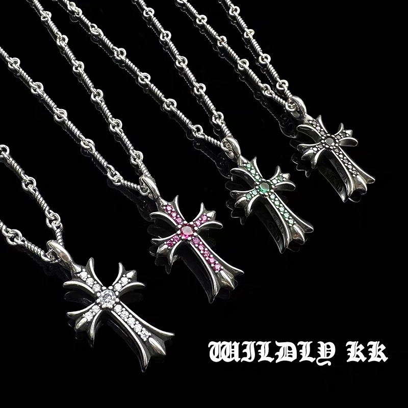 NO:105293,Full diamond cross necklace retro temperament color diamond pendant twist chain men and women classic sweater chain Croxin style, jewelry boutique, chrome hearts, sweaters, necklace19860909满钻十字架项链复古气质彩钻吊坠麻花链男女经典毛衣链克罗心风格,饰品精品,chrome hearts,sweaters,necklace,Jewelry
