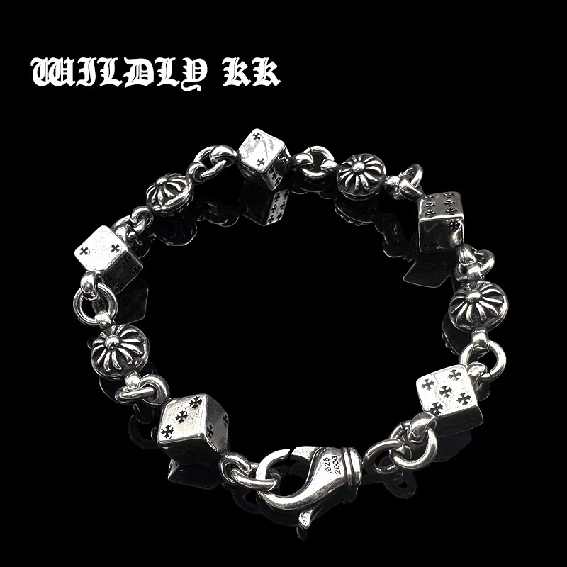 NO:105276,Retro cross flower dice bracelet classic old man and woman couple Sanskrit horseshoe print cross Croheart style, jewelry boutique, chrome hearts, bracelet19860909复古十字花骰子手链经典做旧男女情侣梵文马蹄印十字架克罗心风格,饰品精品,chrome hearts,bracelet,Jewelry