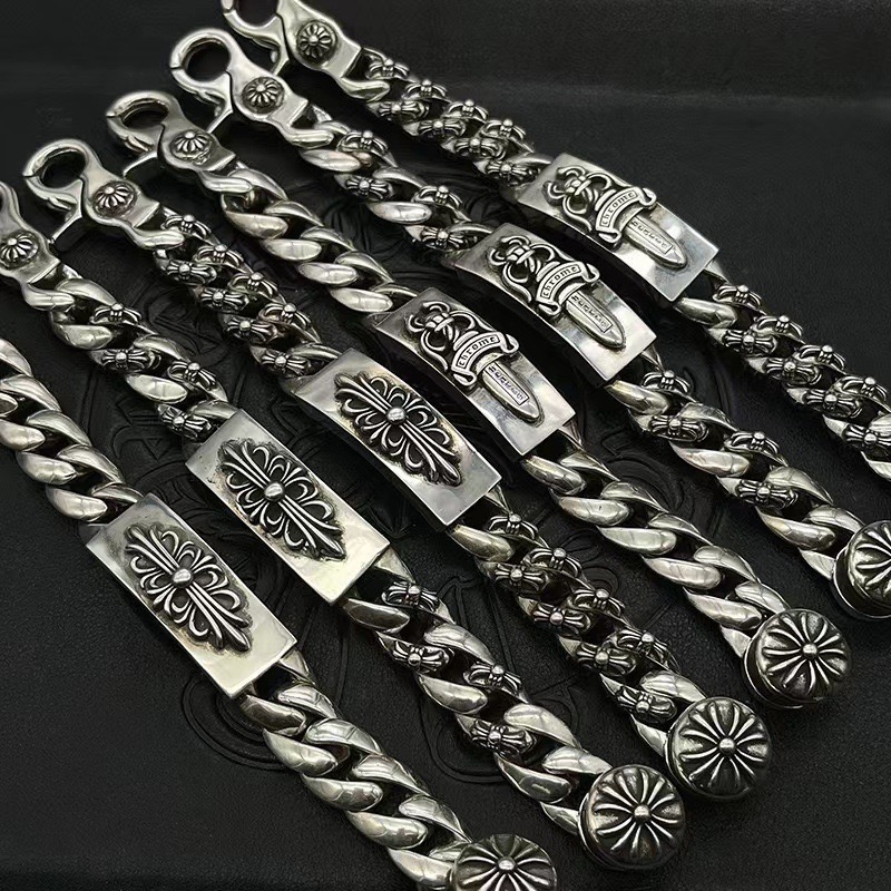 NO:107560,ch Croat Fashion Retro Cross Flower Chain Body Cross Decorative Sword Bracelet Personalized versatile style for men and women, jewelry boutique, chrome hearts, bracelet19860909ch克罗伈时尚复古十字花链身十字架装饰宝剑手链个性百搭男女同款,饰品精品,chrome hearts,bracelet,Jewelry