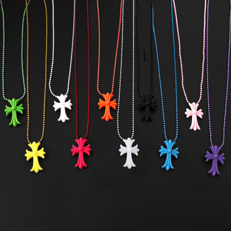 NO:108350,k Luoxin Street Trendy People Colorful Resin CH Cross Necklace Limited Edition The same multi-color versatile necklace for men and women, jewelry boutique, necklace19860909k罗心街头潮人彩色树脂CH十字架项链限定版同款多色男女百搭项链,饰品精品,necklace,Jewelry