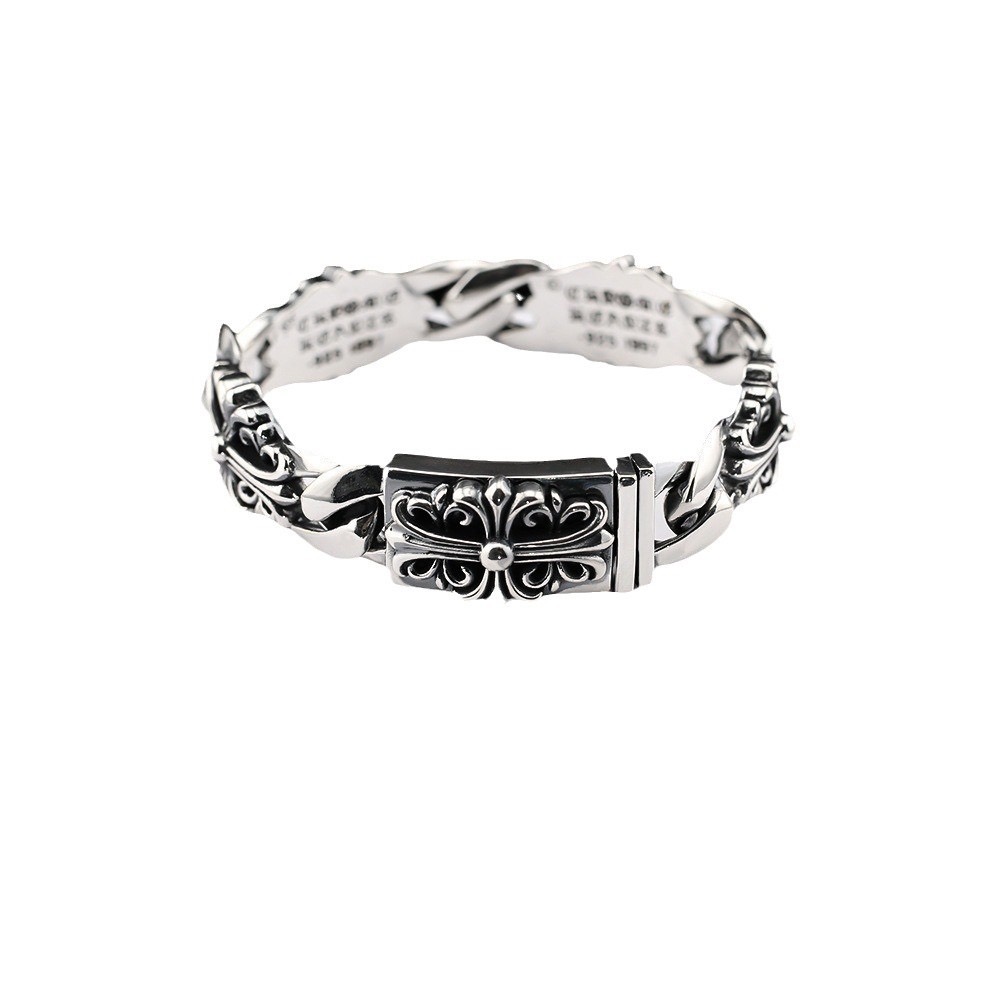 NO:108342,ch Cro Guardian Cross Flower Trendy Man Thai Silver Bracelet European and American Style Men and Women's All-match Thai Silver Bracelet, Jewelry Boutique, Chrome Hearts, Bracelet19860909ch克罗守护者十字花潮人泰银手链欧美风气质男女百搭泰银手链,饰品精品,chrome hearts,bracelet,Jewelry