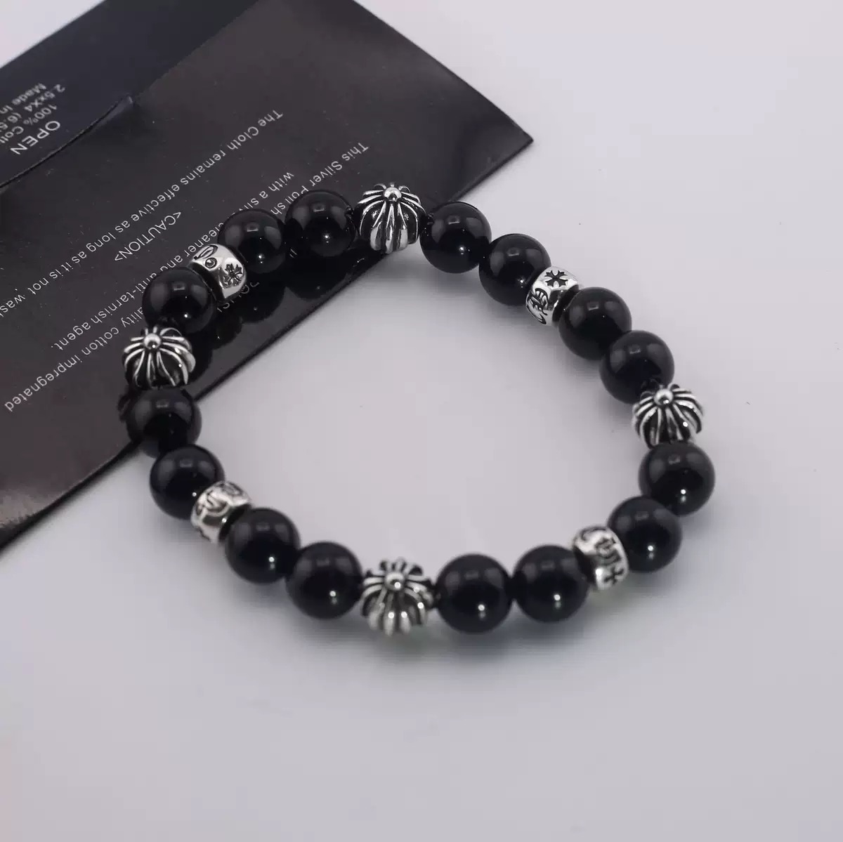 NO:108893,Cross-border supply of new European and American retro cross Croat bracelet Obsidian high-end couple bracelet wholesale, jewelry boutique, chrome hearts, bracelet19860909跨境货源欧美新款复古十字架克罗伈手链黑曜石高级感情侣手串批发,饰品精品,chrome hearts,bracelet,Jewelry