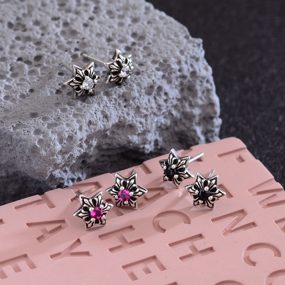 NO:111059,Croxin retro hexagram earrings for women trendy hip-hop five-pointed star earrings sweet and cool high-end accessories wholesale, jewelry boutique, chrome hearts19860909克罗心复古六芒星耳钉女潮流嘻哈五角星耳饰甜酷风高级感配饰批发,饰品精品,chrome hearts,Jewelry