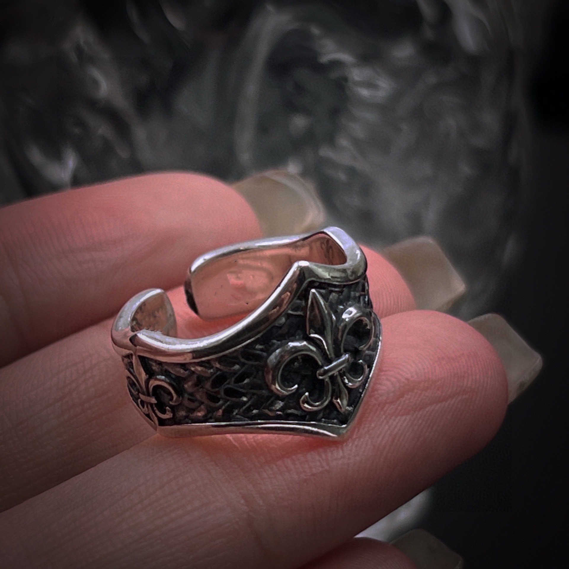 325 taels of silver retrospect for old cross-crust art, American style, hip-hop opening rings - 图片 4