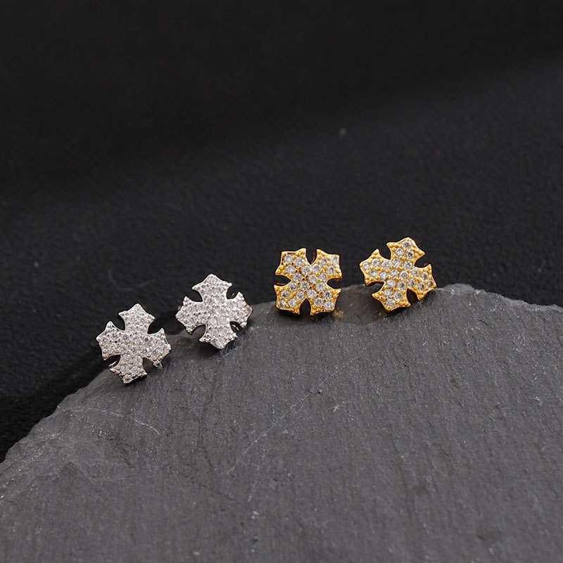 NO:557247,Chrome Hearts Diamond Zircon Cross Earrings Women's Light Luxury High-end Earrings Cross-border Popular Men's Ear Jewelry, Jewelry Boutique, Chrome Hearts, Earrings19860909克罗心满钻锆石十字架耳钉女轻奢高级感耳环跨境爆款男耳饰品,饰品精品,chrome hearts,earrings,Jewelry