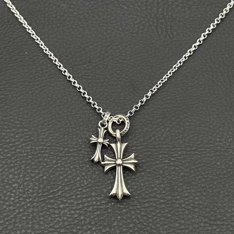 NO:583346,Decorated with Qianxi's high-end retro ring double cross necklace for men and women, cross flower pendant, classic sweater chain, versatile, jewelry boutique, sweaters, necklace19860909饰仟禧高级复古圆环双十字架项链男女十字花吊坠经典款毛衣链百搭,饰品精品,sweaters,necklace,Jewelry