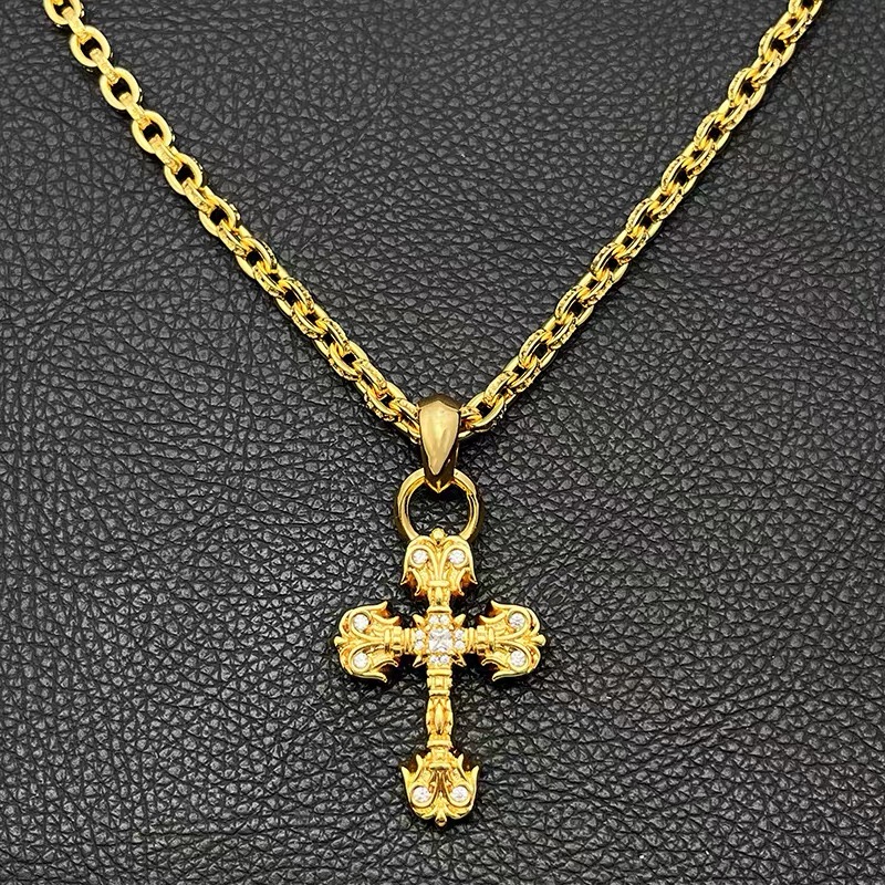 NO:583352,Decorated Qianxi cross-border high-end 22k gold full diamond flame cross necklace for men and women, European and American classic sweater chain for men, jewelry boutique, sweaters, necklace19860909饰仟禧跨境高级22k金色满钻火焰十字架项链男女欧美经典毛衣链男,饰品精品,sweaters,necklace,Jewelry