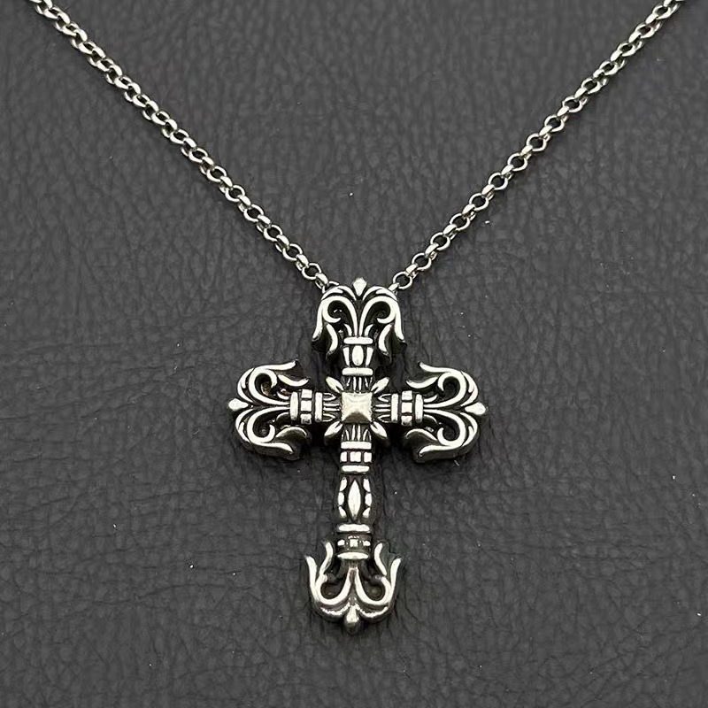 NO:583296,Decorated with Qianxi high-end retro domineering flame cross necklace European and American hip-hop personality pendant classic trendy brand, jewelry boutique, necklace19860909饰仟禧高级感复古霸气火焰十字架项链欧美嘻哈个性吊坠经典款潮牌,饰品精品,necklace,Jewelry