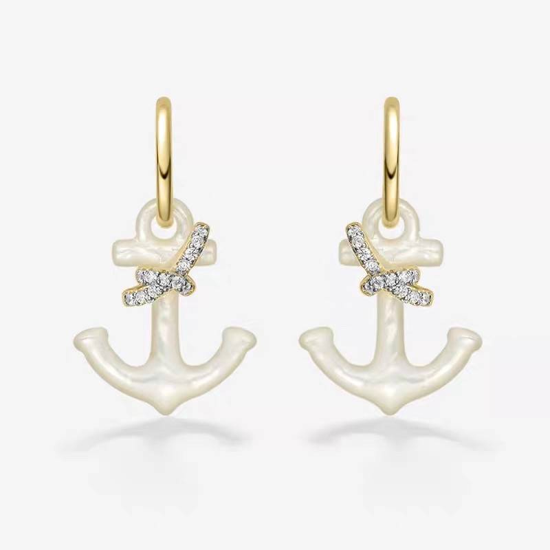 NO:583313,V gold material anchor earrings anchor necklace sparkling earrings vacation necklace light luxury jewelry earrings accessories women's gifts, jewelry boutique, earrings, necklace19860909V金材质船锚耳环船锚项链闪闪耳钉度假项链轻奢饰品耳饰配饰女礼物,饰品精品,earrings,necklace,Jewelry