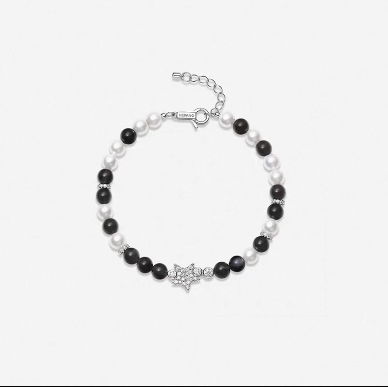 NO:583319,V gold material [new product] HEFAG Hejia jewelry silver obsidian bubble bracelet light luxury high-end jewelry accessories bracelet chain, jewelry boutique, bracelet19860909V金材质【新品】HEFAG何家珠宝银曜石气泡手链 轻奢高级感首饰配饰手串链,饰品精品,bracelet,Jewelry