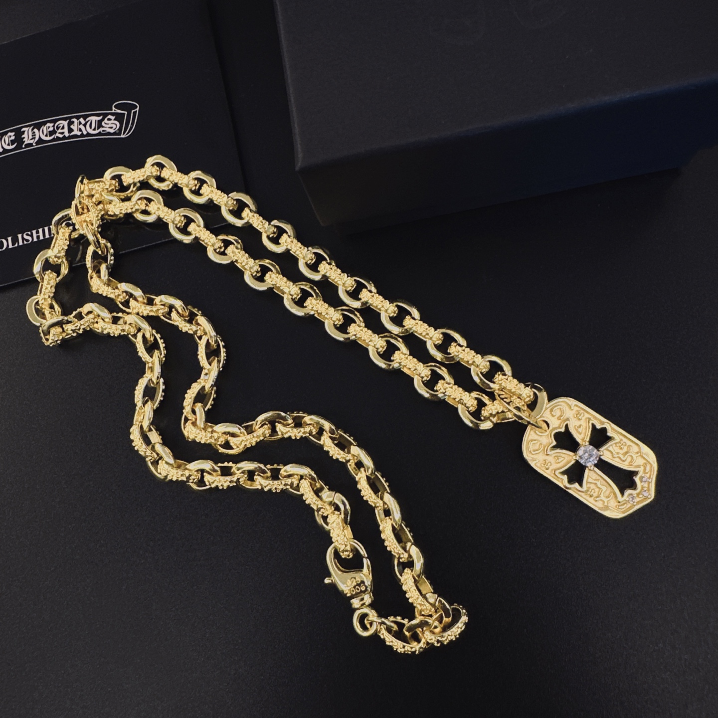 🆕 。［新品上架］𝐂𝐡𝐫𝐨𝐦𝐞 𝐡𝐞𝐚𝐫𝐭𝐬 克罗心项链，帅爆了最新款克罗心项链 ⚜️造型不同的花纹设计