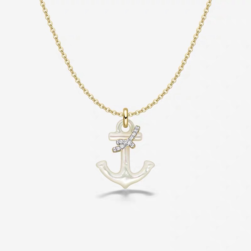NO:665013,V gold material HEFANG Hefang jewelry sparkling anchor necklace light luxury jewelry clavicle chain accessories women's Christmas gift, jewelry boutique, necklace19860909V金材质HEFANG何方珠宝闪闪船锚项链轻奢饰品锁骨链配饰女圣诞礼物,饰品精品,necklace,Jewelry