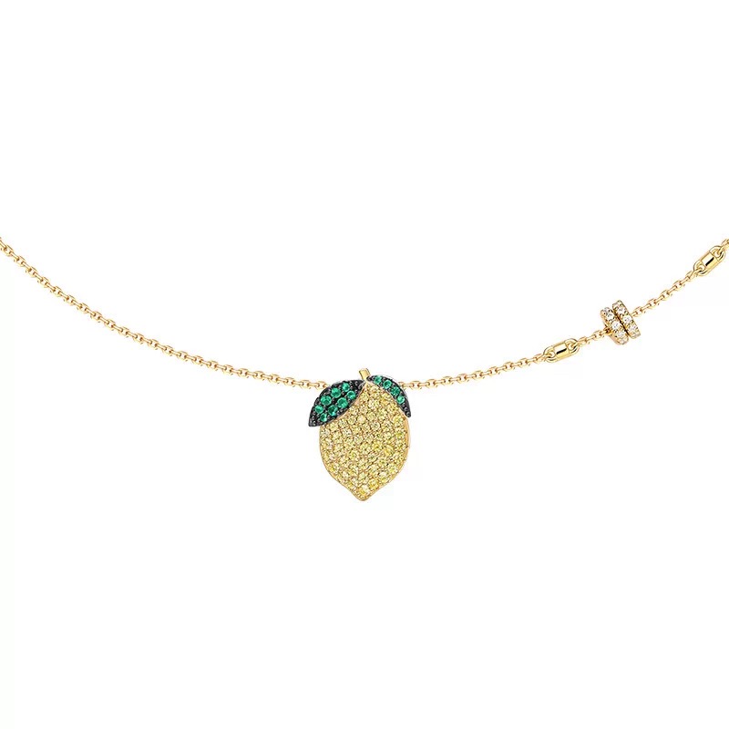 NO:678041,V gold material Dutch lemon clavicle chain for women, fashionable girl ins design fruit pendant necklace, jewelry boutique, necklace19860909V金材质荷方柠檬锁骨链女 时尚少女ins设计感水果吊坠项链,饰品精品,necklace,Jewelry