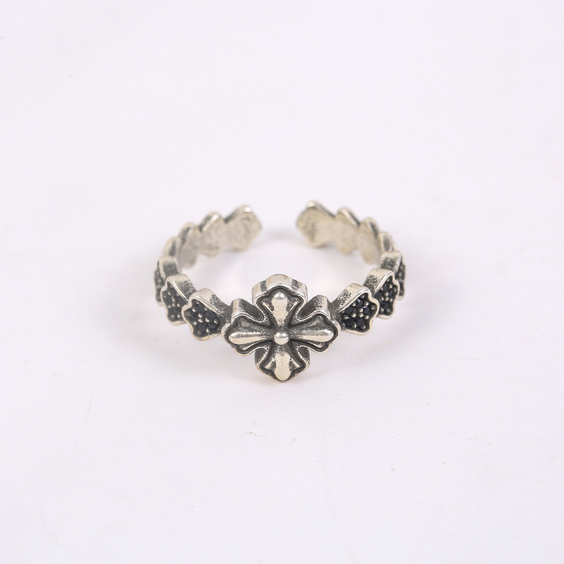 NO:678059,Chrome heart fashion light luxury cross open ring high-end micro-paved zircon adjustable ring new women's index finger ring, jewelry boutique, chrome hearts, ring19860909克罗心时尚轻奢十字开口戒指高级感微镶锆石可调节指环新款女食指戒,饰品精品,chrome hearts,ring,Jewelry