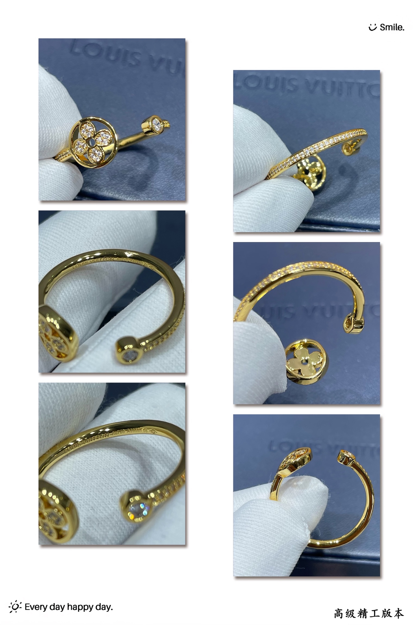  V金镀咪金   码数：678。🔥🔥LV高级精工版圆形单花满钻戒指💍美丽的花朵绽放璀璨的玫瑰金光。在钻石