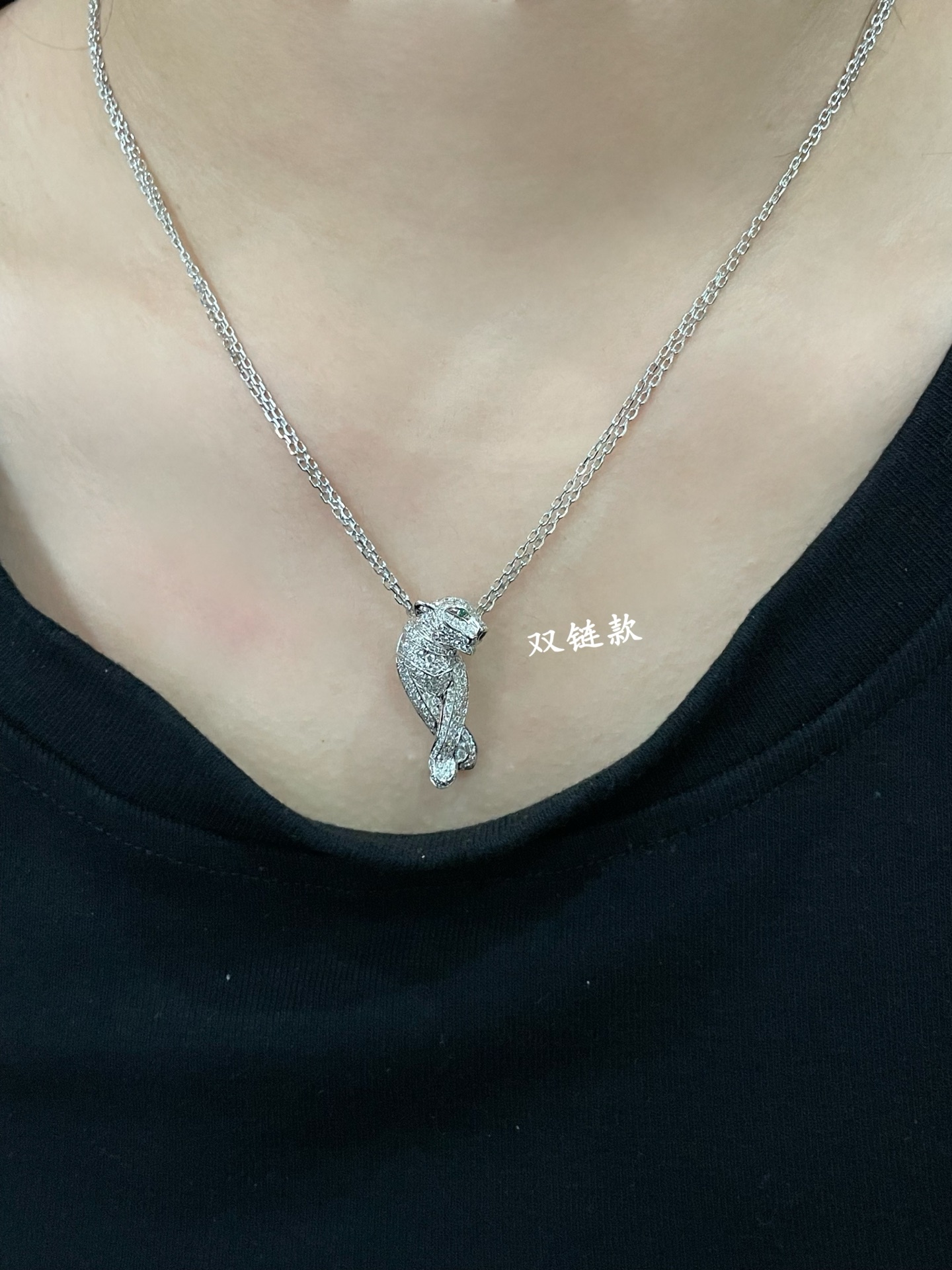  V金镀咪金   CNC卡地亚双链立体豹子项链，超厚实 超霸气豹，男女通用，豹子 👫情侣款， 电镀 18