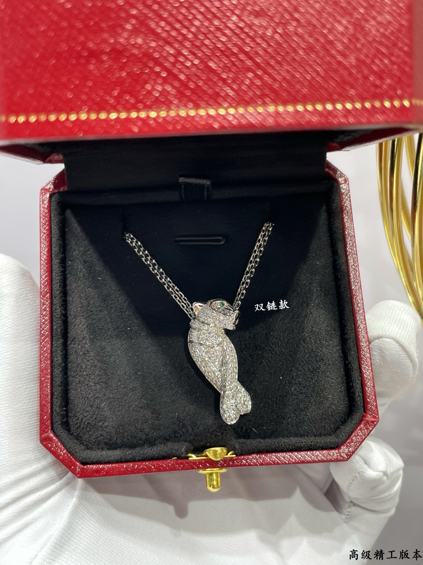  V金镀咪金   CNC卡地亚双链立体豹子项链，超厚实 超霸气豹，男女通用，豹子 👫情侣款， 电镀 18