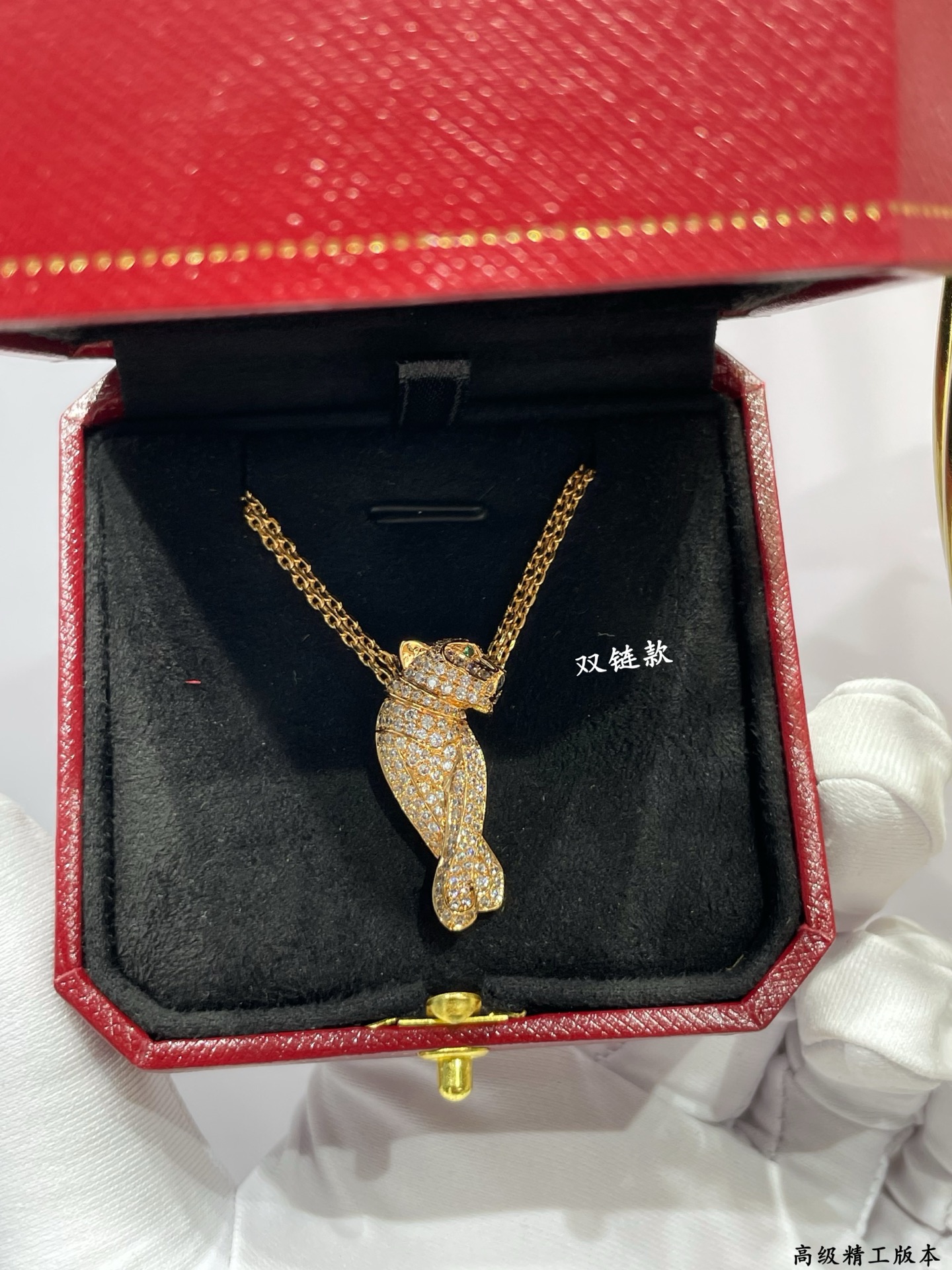  V金镀咪金   CNC卡地亚双链立体豹子项链，超厚实 超霸气豹，男女通用，豹子 👫情侣款， 电镀 18