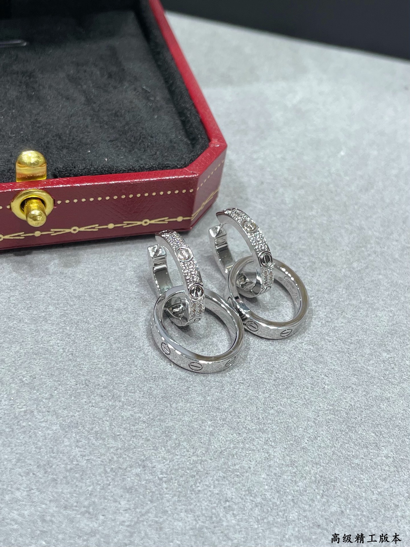  V金镀1.0咪金  卡地亚经典CNC双环带钻耳钉 💎💐高端定制👉🏻看链牌看刻字，再看做工 原版复刻 进