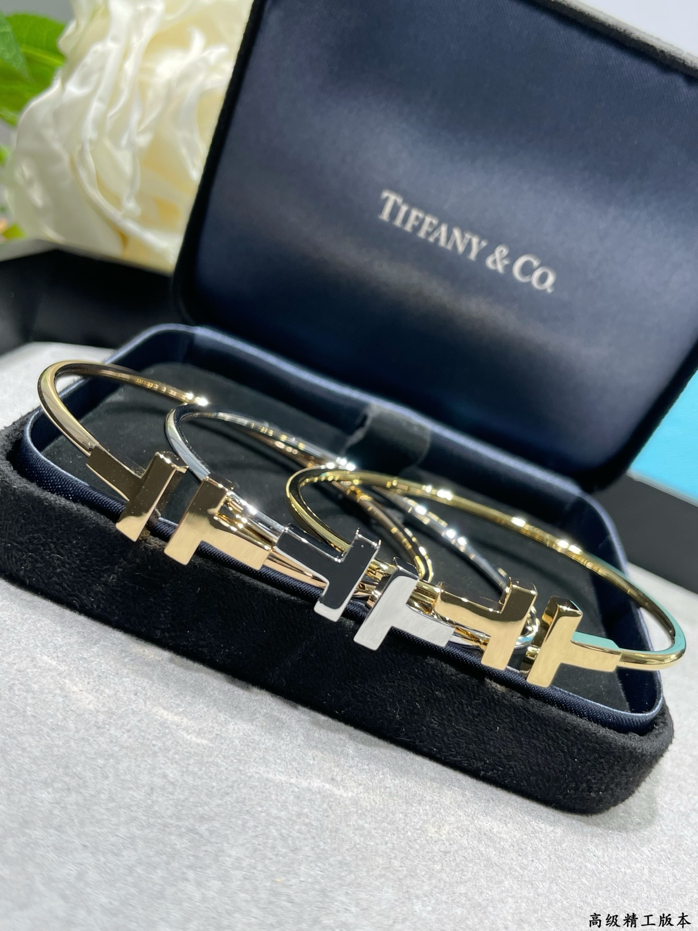 V金镀咪金 CNC对版 光金空心管（空心管底下无孔）最高版本❤️ tiffany蒂芙尼双T光面手镯👏🏻👏