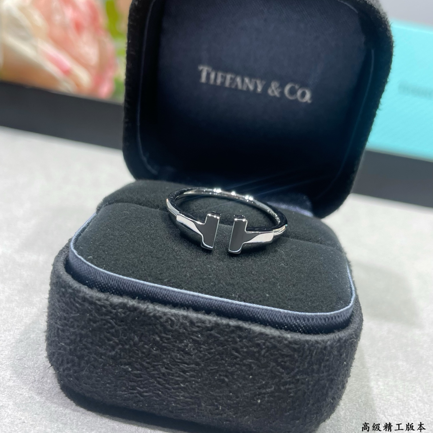 Tiffany & Co. CNC 码数5678 tiffany蒂芙尼双T光面戒指 电镀双层厚金 真金质感 做了银色