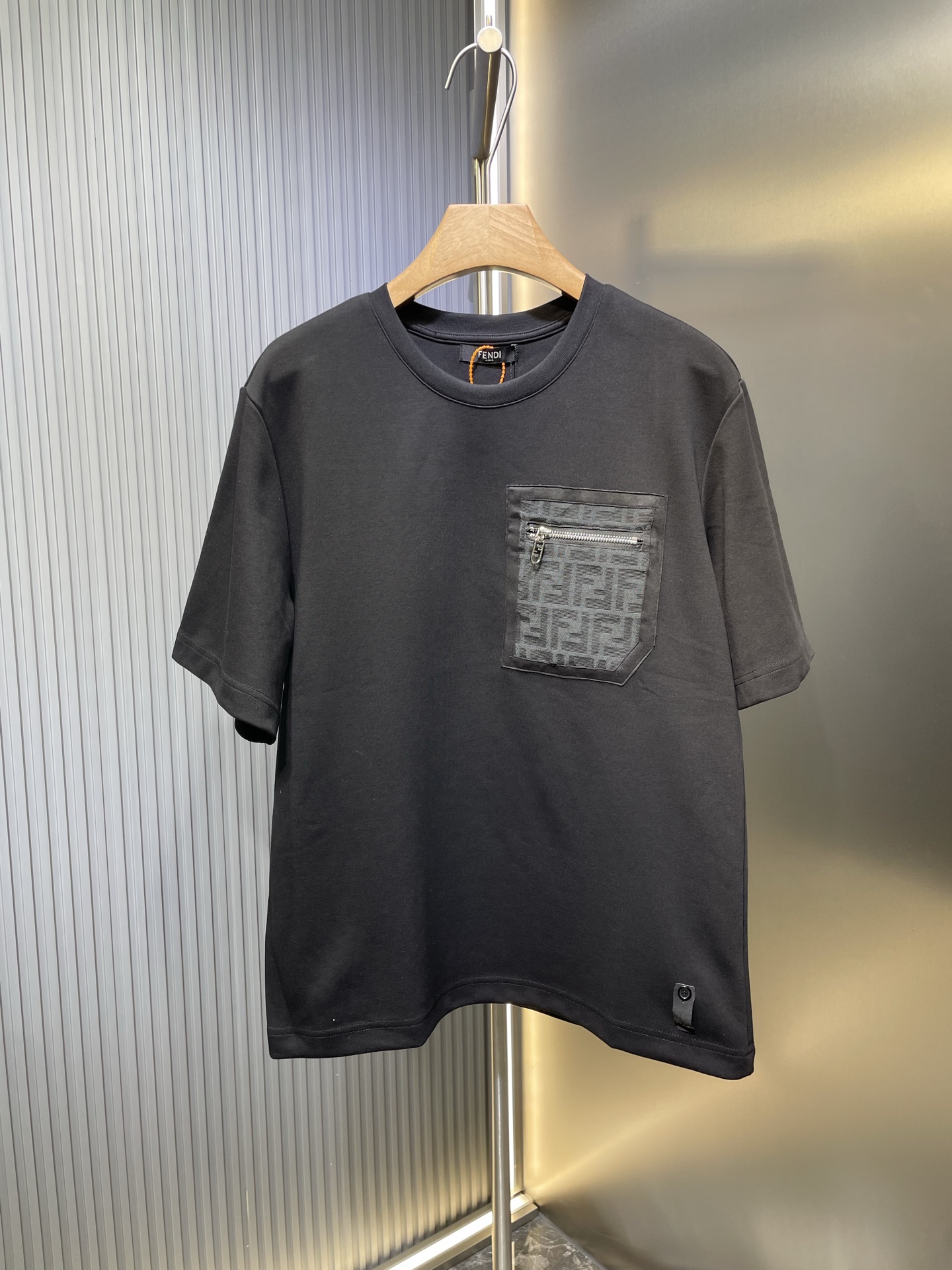 Camiseta de manga corta con bolsillo y cremallera de Fendi, edición 24, personalizada de 280 g, tela de doble cara con …