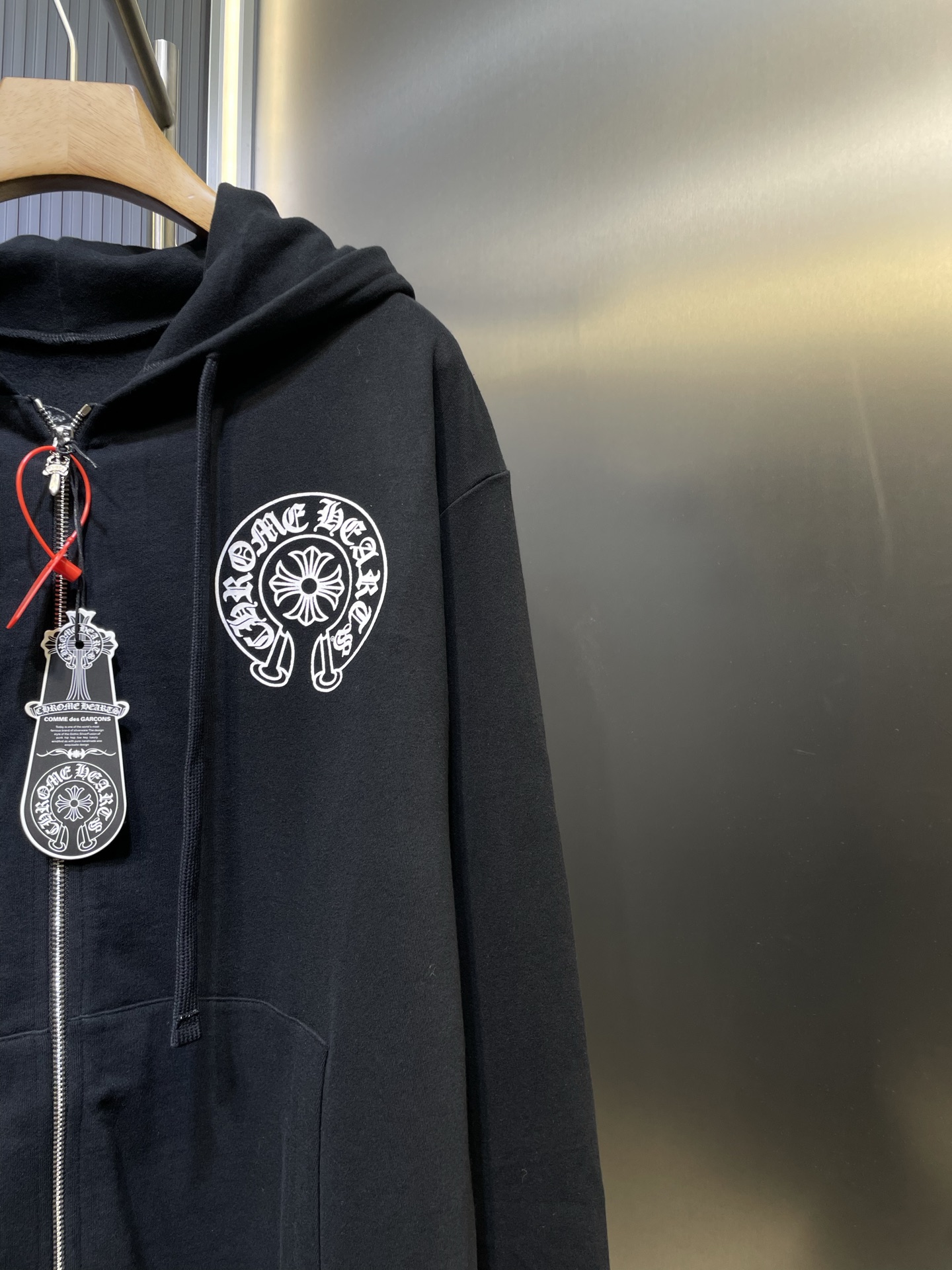 Chrome Hearts Black Zip-Up Hoodie with White Logo Print - Soft Fleece 4 i1758122568939 2588 0 2