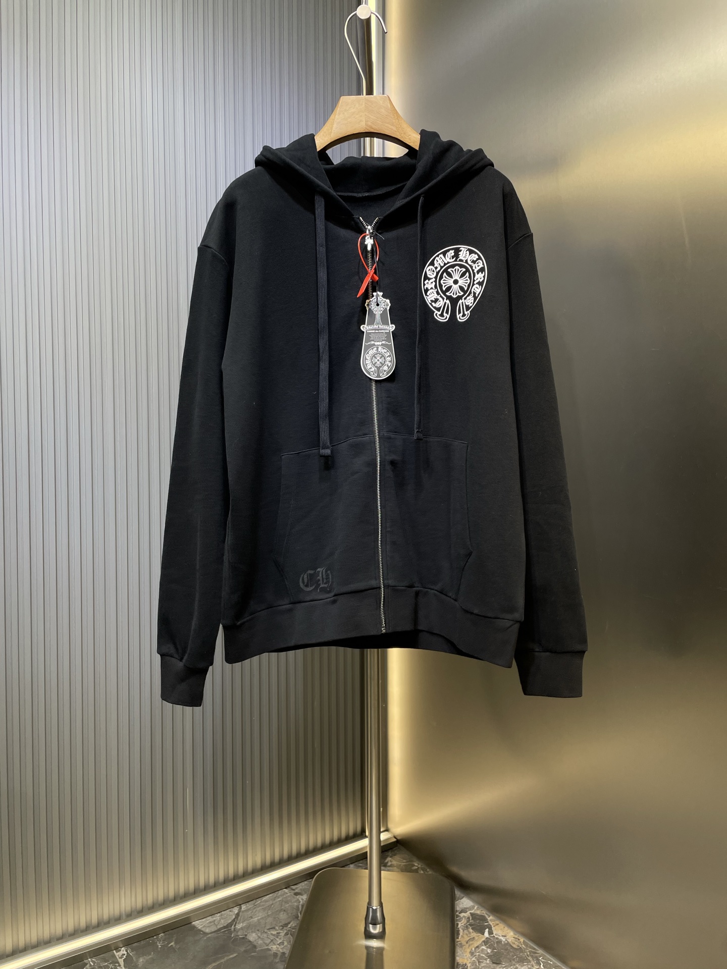 Chrome Hearts Black Zip-Up Hoodie with White Logo Print - Soft Fleece 2 i1758122569067 5572 0 0