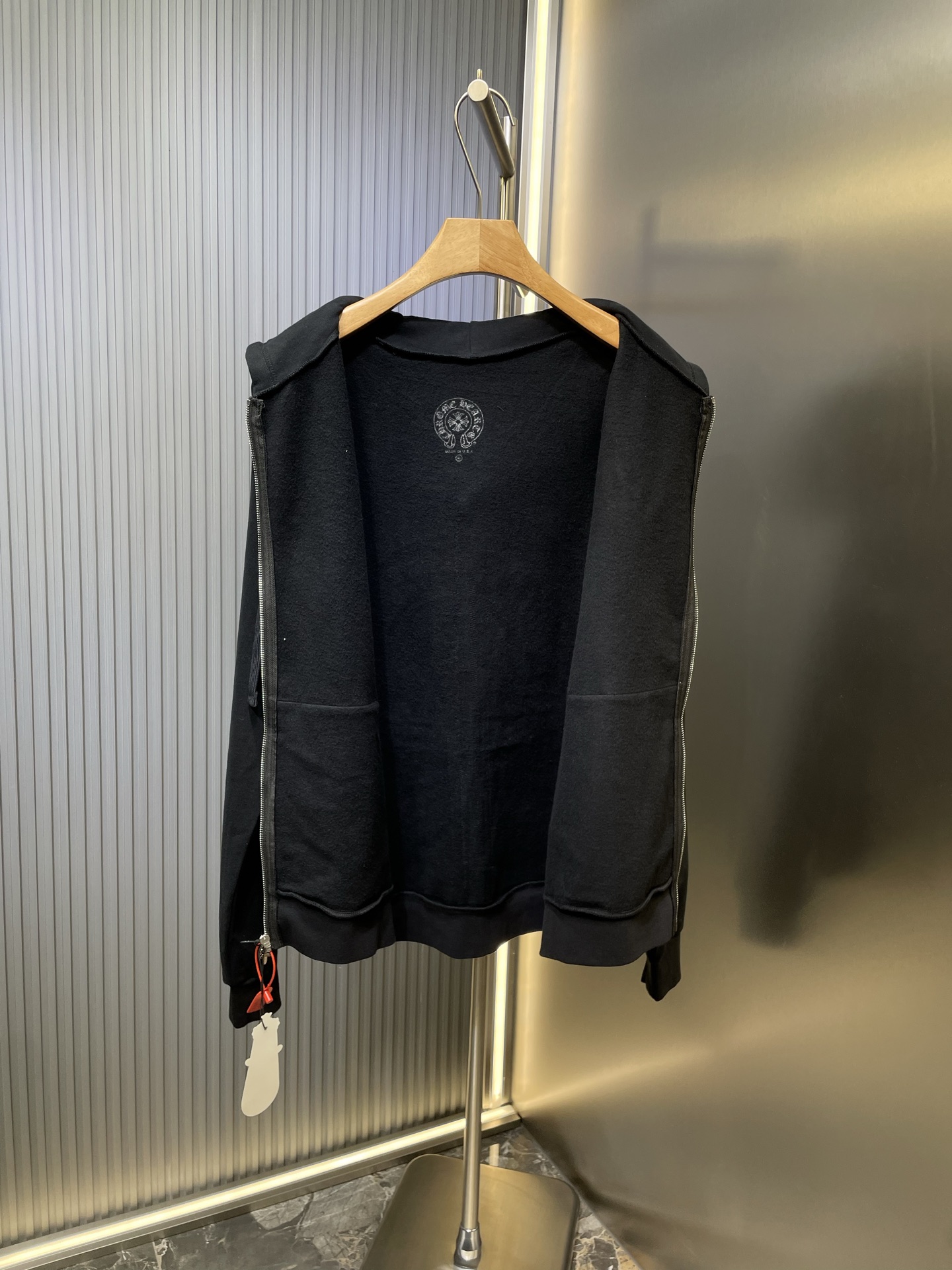 Chrome Hearts Black Zip-Up Hoodie with White Logo Print - Soft Fleece 8 i1758122572407 4615 0 6