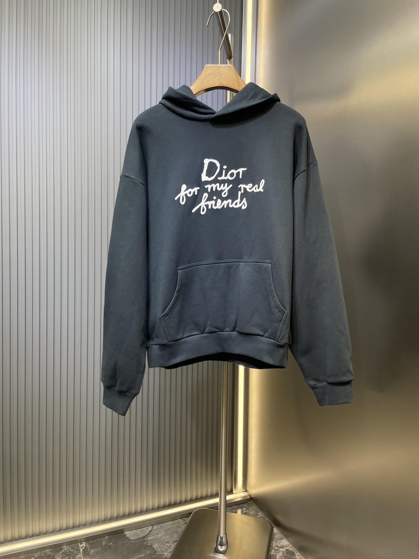 Diorr For My Real Friends Navy Blue Cotton Fleece Hoodie Sweatshirt 1 i1758723162466 7135 0 0