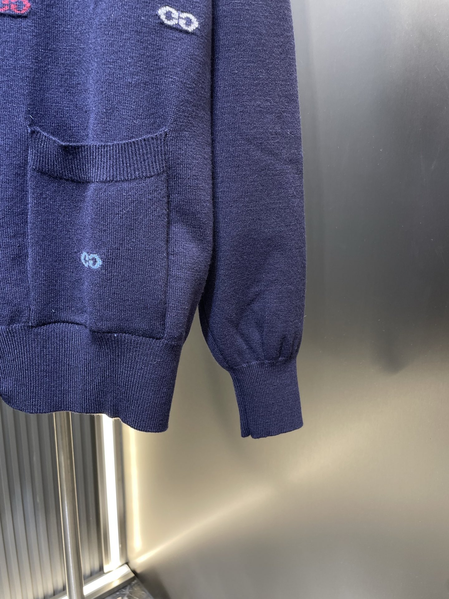 Gucci Navy Knitwear Wool Cardigan with Multicolor GG Logo Embroidery 4 i1760546362801 1833 0 3