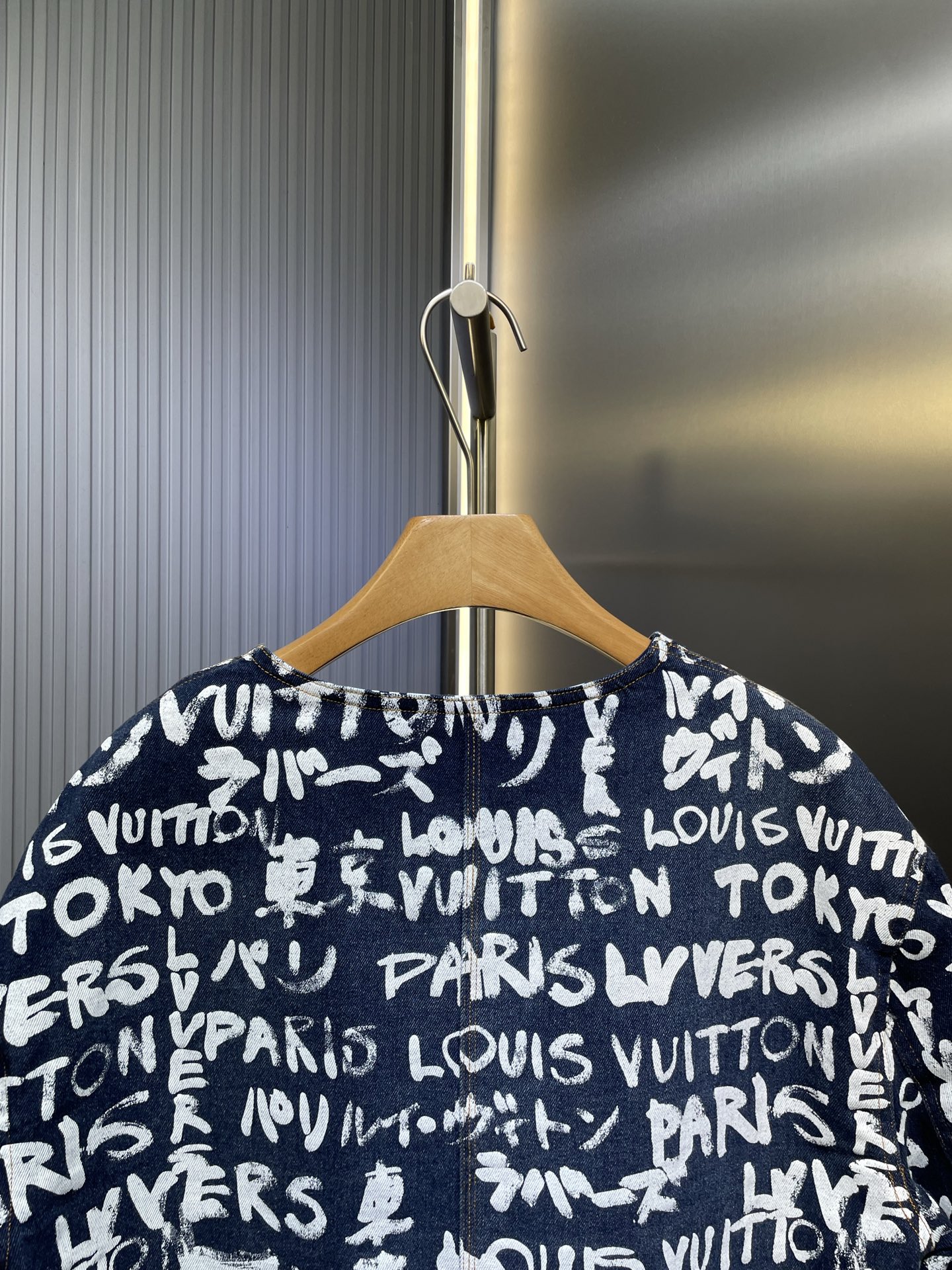Louis Vuitton LV涂鸦字母无领牛仔夹克