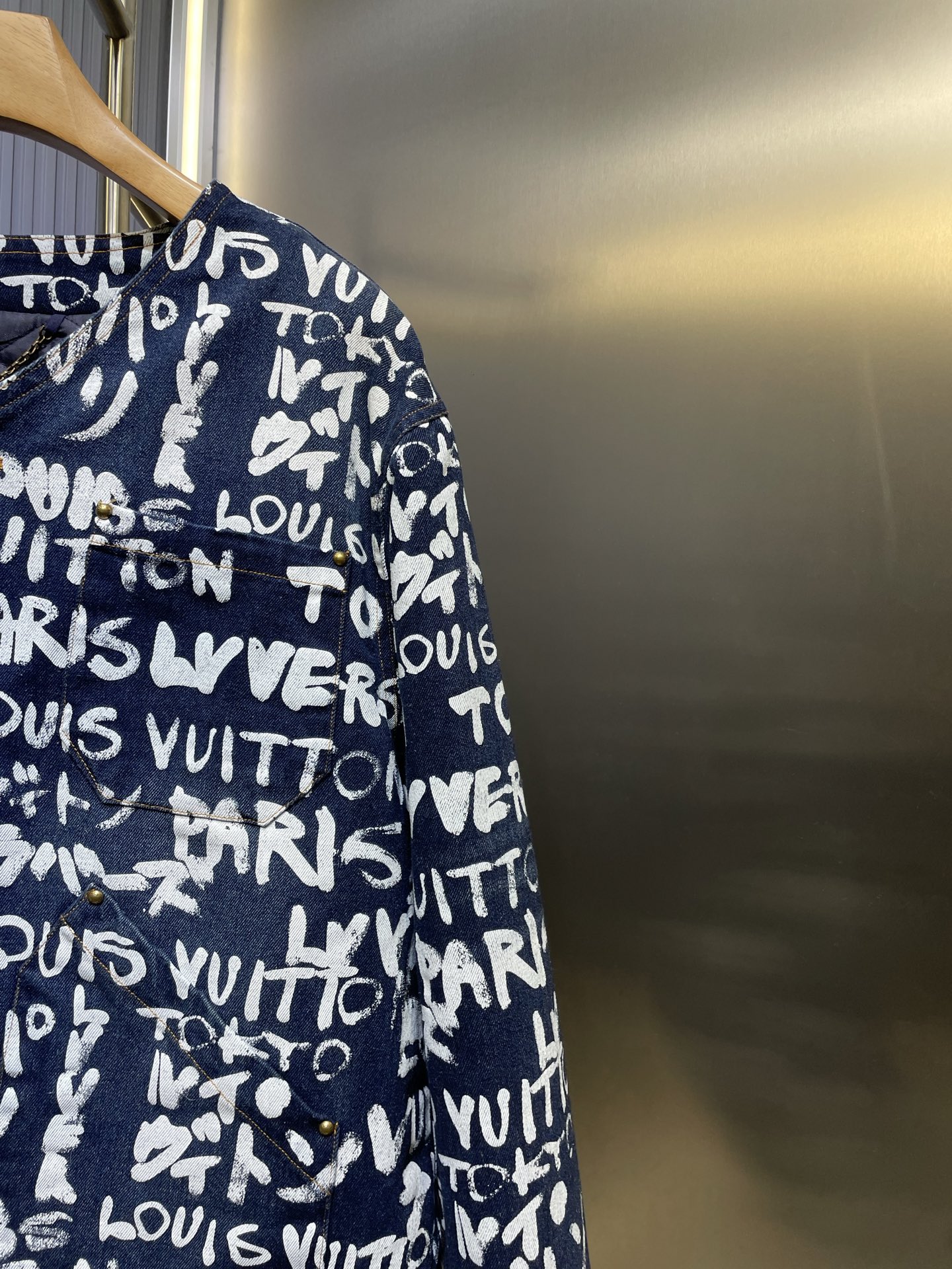 Louis Vuitton LV涂鸦字母无领牛仔夹克
