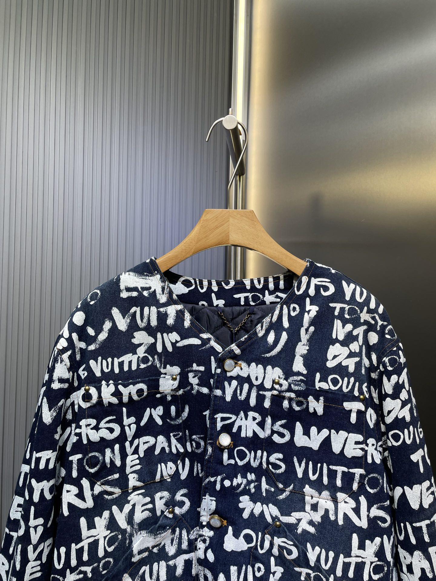 Louis Vuitton LV涂鸦字母无领牛仔夹克