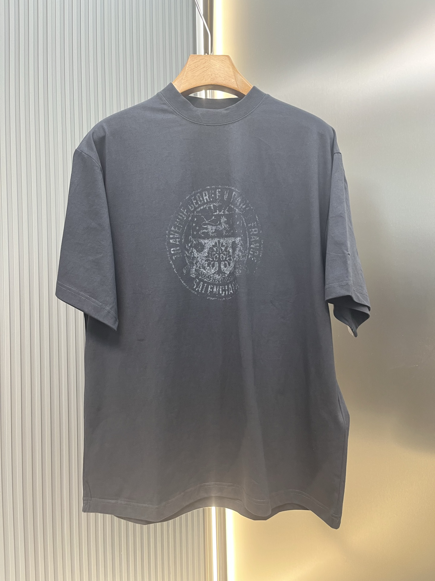 P115 Camiseta con gráfico estampado emblema de París, confeccionada en tejido de punto liso 100% algodón de hilo doble …