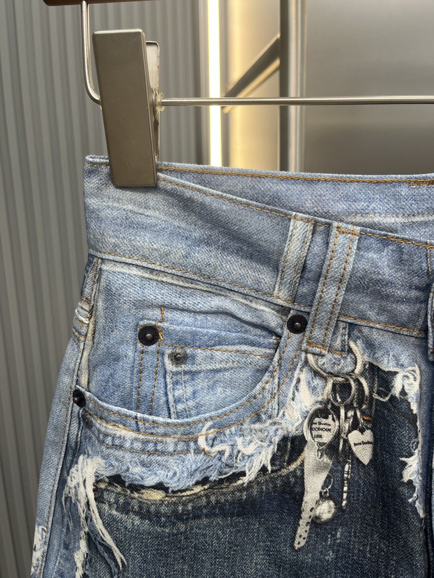 Acne Studios Acne Studios 错视印花染色做旧牛仔短裤