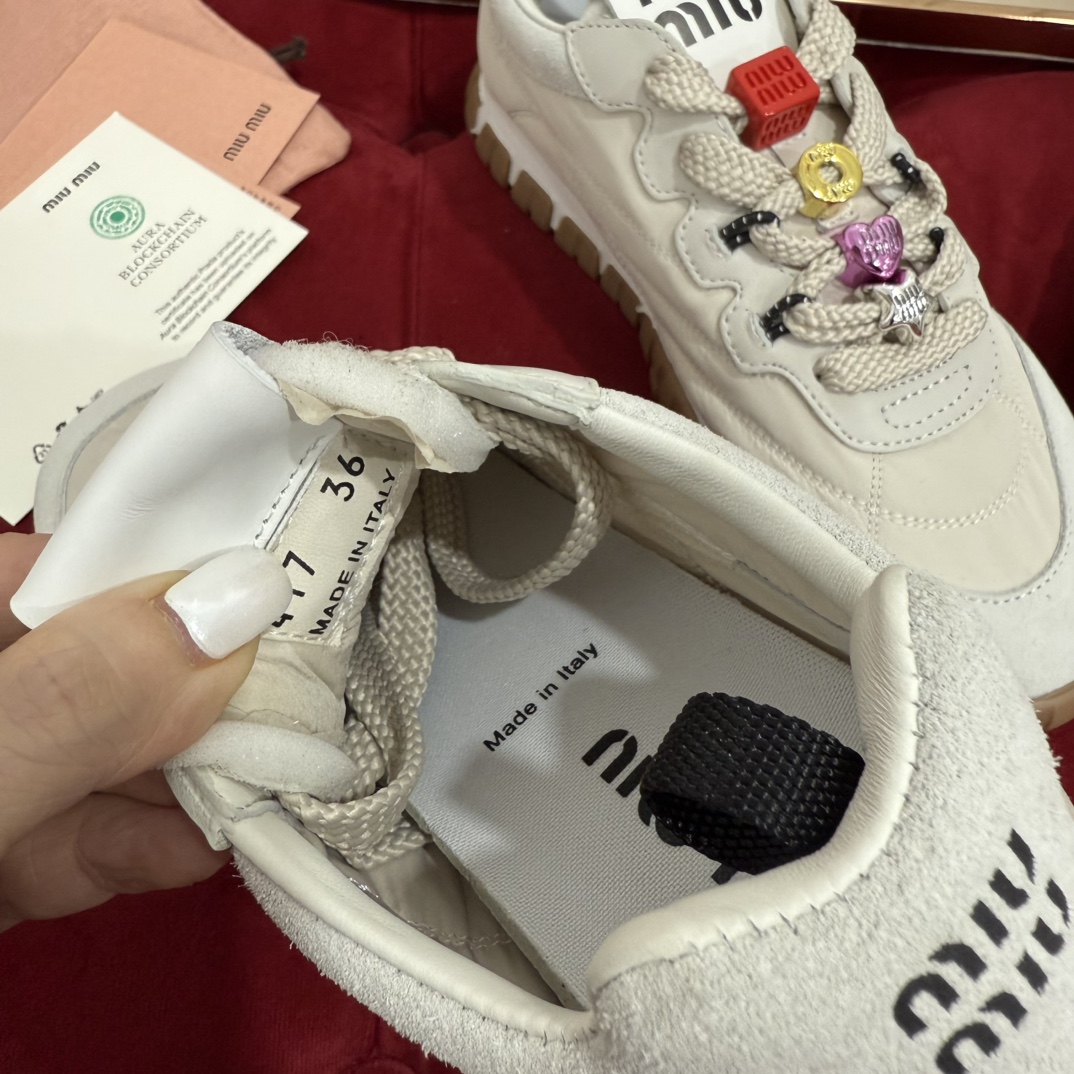 Miu Miu Tyre Sneakers: Elegant Sport Shoes with DIY Accents - Size 35-40 6 i1741186738 345 6