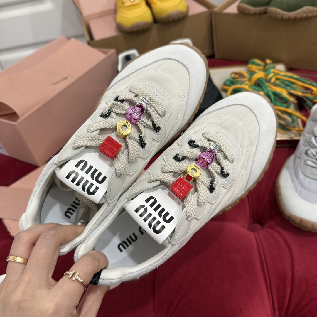 Miu Miu Tyre Sneakers: Elegant Sport Shoes with DIY Accents - Size 35-40 3 i1741186738 8136 1