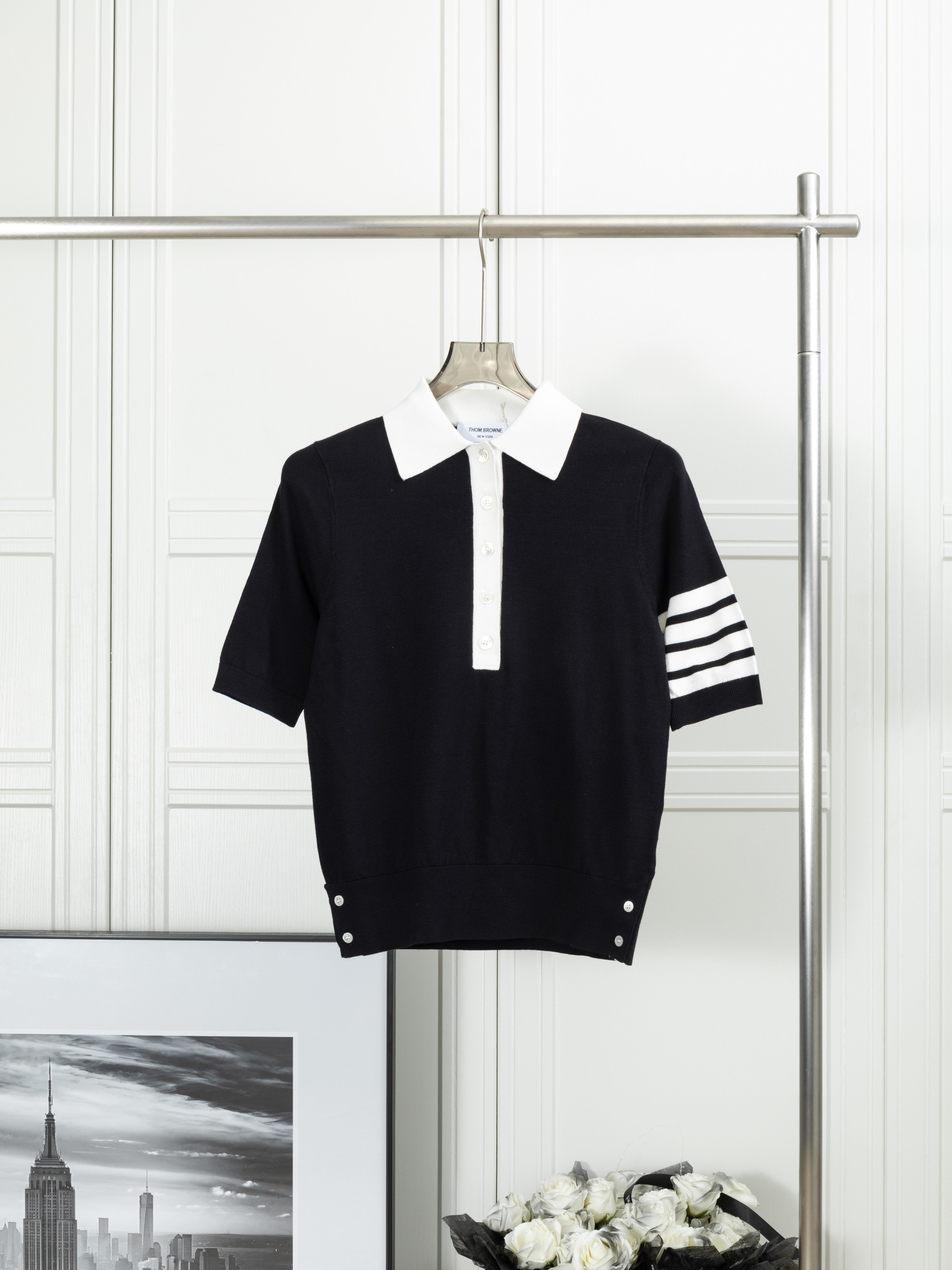 𝑻𝒉𝒐𝒎 𝑩𝒓𝒐𝒘𝒏𝒆 (original stock, top version) Thom Browne: back flower POLO (women's) 1:1 original knitted fabric…