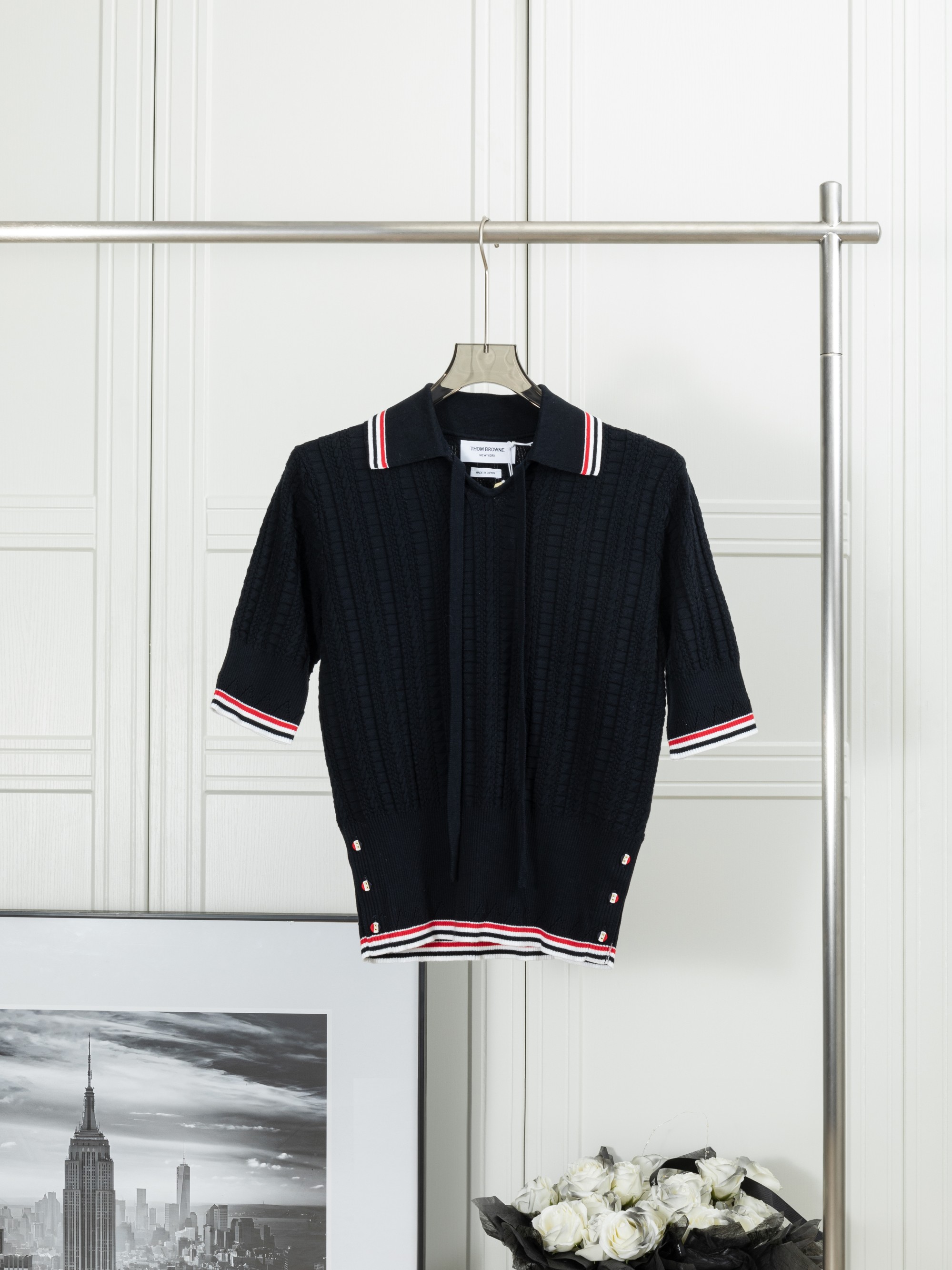 𝑻𝒉𝒐𝒎 𝑩𝒓𝒐𝒘𝒏𝒆 (original de alta calidad, mejor versión) Thom Browne: polo de manga corta de punto con cordón (m…