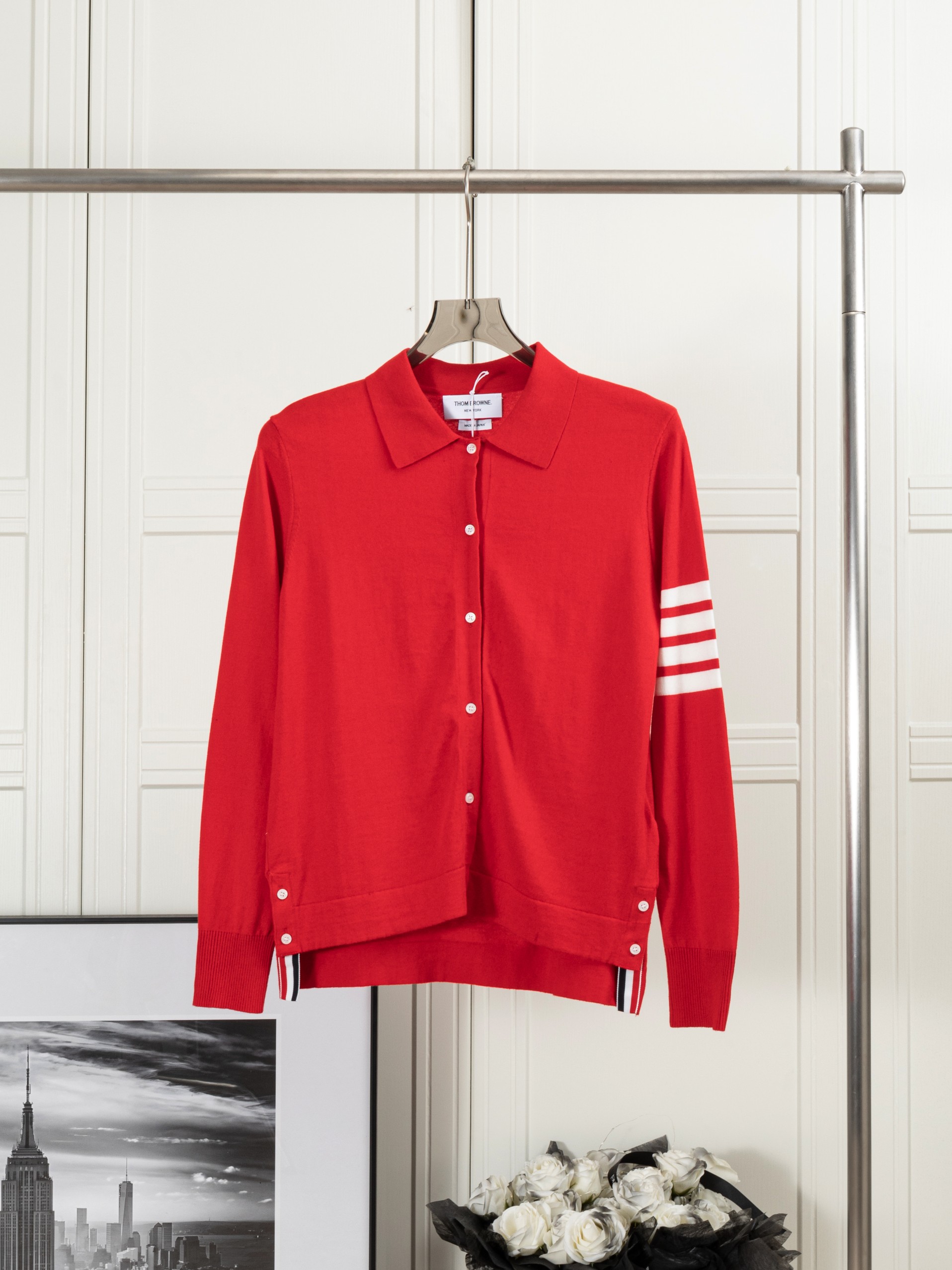 𝑻𝒉𝒐𝒎 𝑩𝒓𝒐𝒘𝒏𝒆 cotton four-stripe knit top (lightweight, women's). Thom Browne: cotton four-stripe lightweight k…