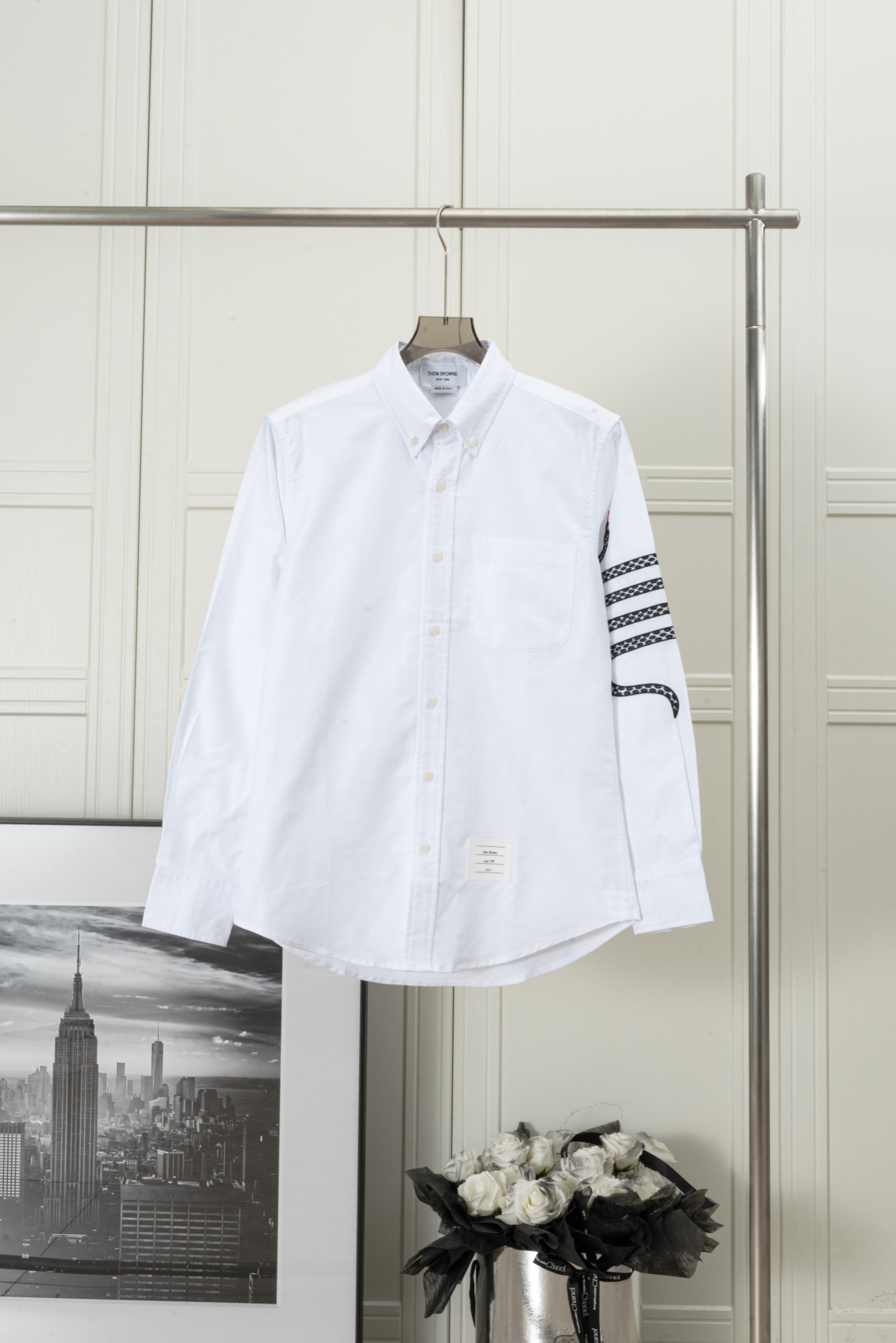 𝑻𝒉𝒐𝒎 𝑩𝒓𝒐𝒘𝒏𝒆 snake year limited edition embroidered four-stripe shirt. THOM BROWNE//agent version embroidered …