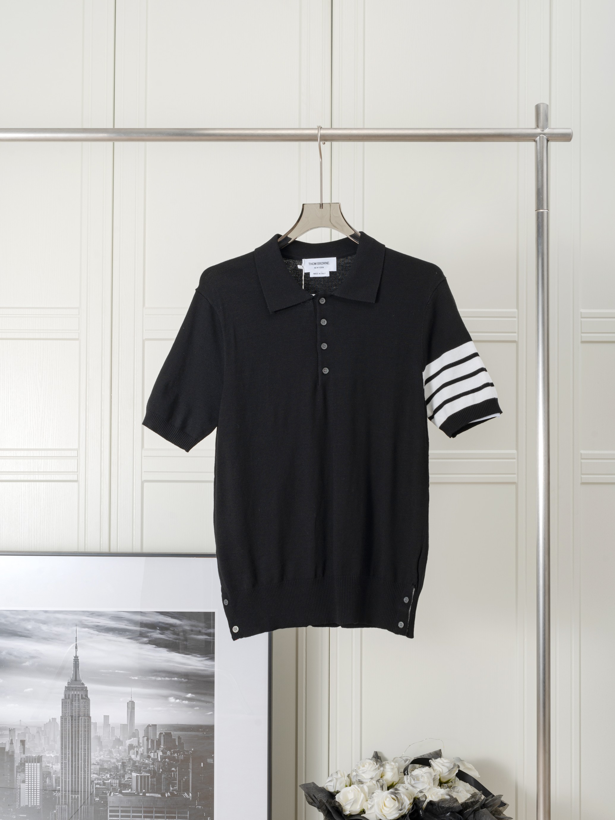 𝑻𝒉𝒐𝒎 𝑩𝒓𝒐𝒘𝒏𝒆 classic four-stripe ice silk polo short sleeve, agent version. ThomBrowne/Thom Browne knitted woo…