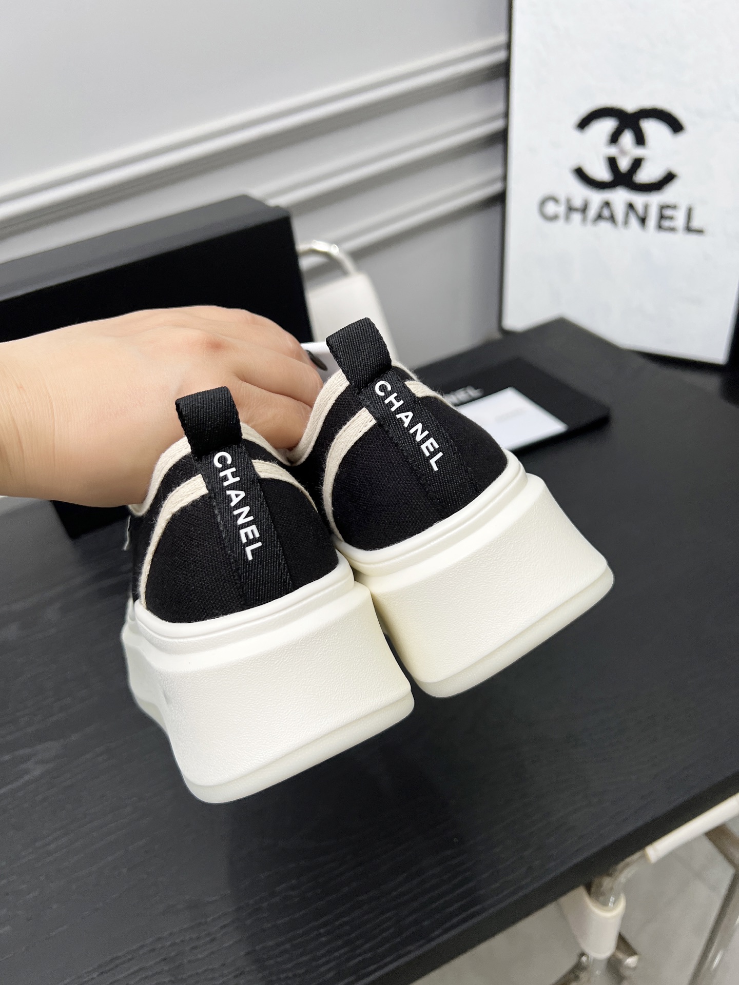CHANEL 2025C Sneakers, Black and White, Lambskin Lining, TPU Sole 5 i1745481618499 1725 0 2